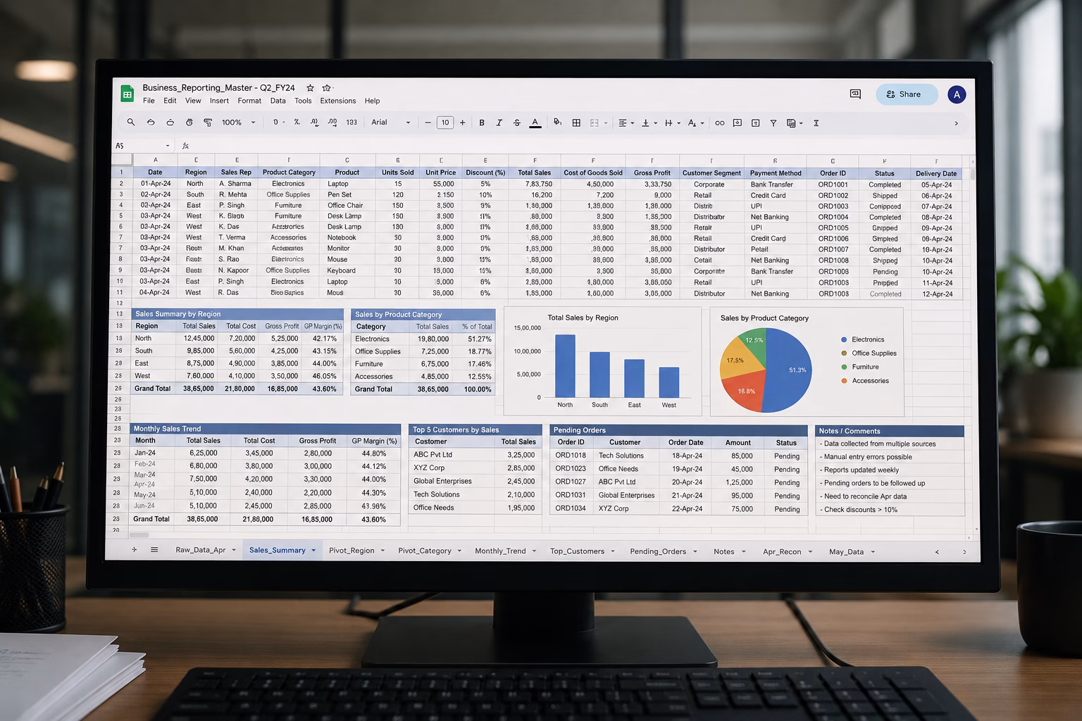 Client data manually maintained in Google Sheets